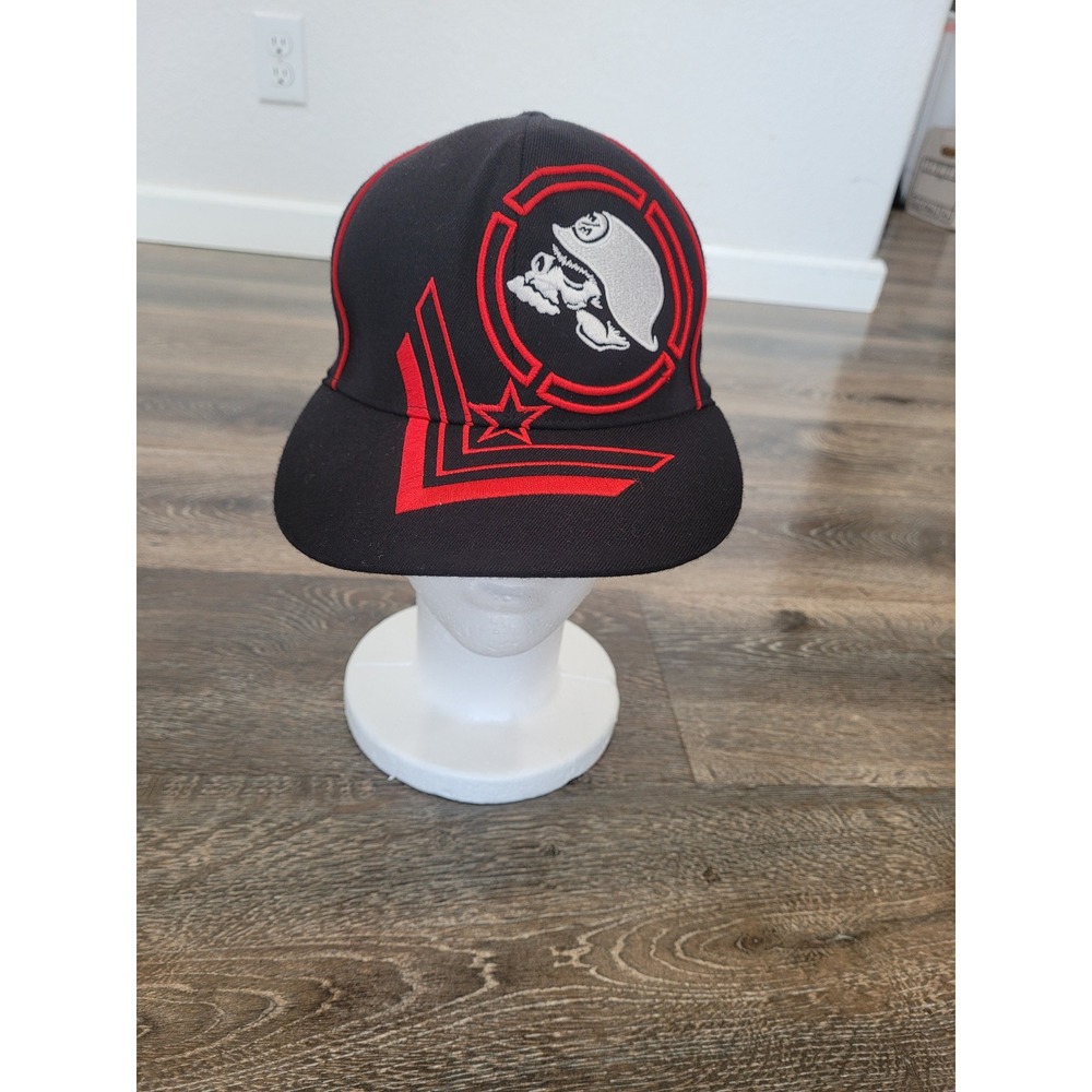 Metal‎ Mulisha Flexfit Hat Skull Graphic Embroidered Baseball Cap Black Red #5